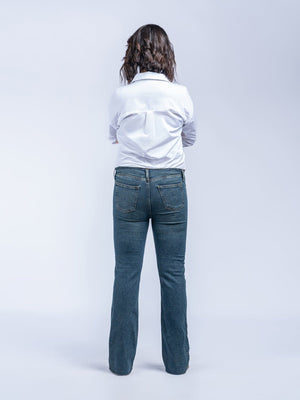 Rough Waist and Hem Flare Leg Jeans - Negative Apparel