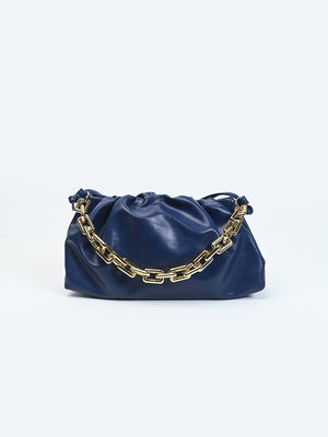 Ruched Detail Strapped Bag With Magnetic Lock and Chain - Negative Apparel