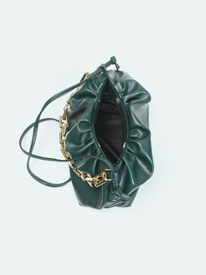 Ruched Detail Strapped Bag With Magnetic Lock and Chain - Negative Apparel