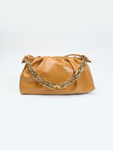 Ruched Detail Strapped Bag With Magnetic Lock and Chain - Negative Apparel