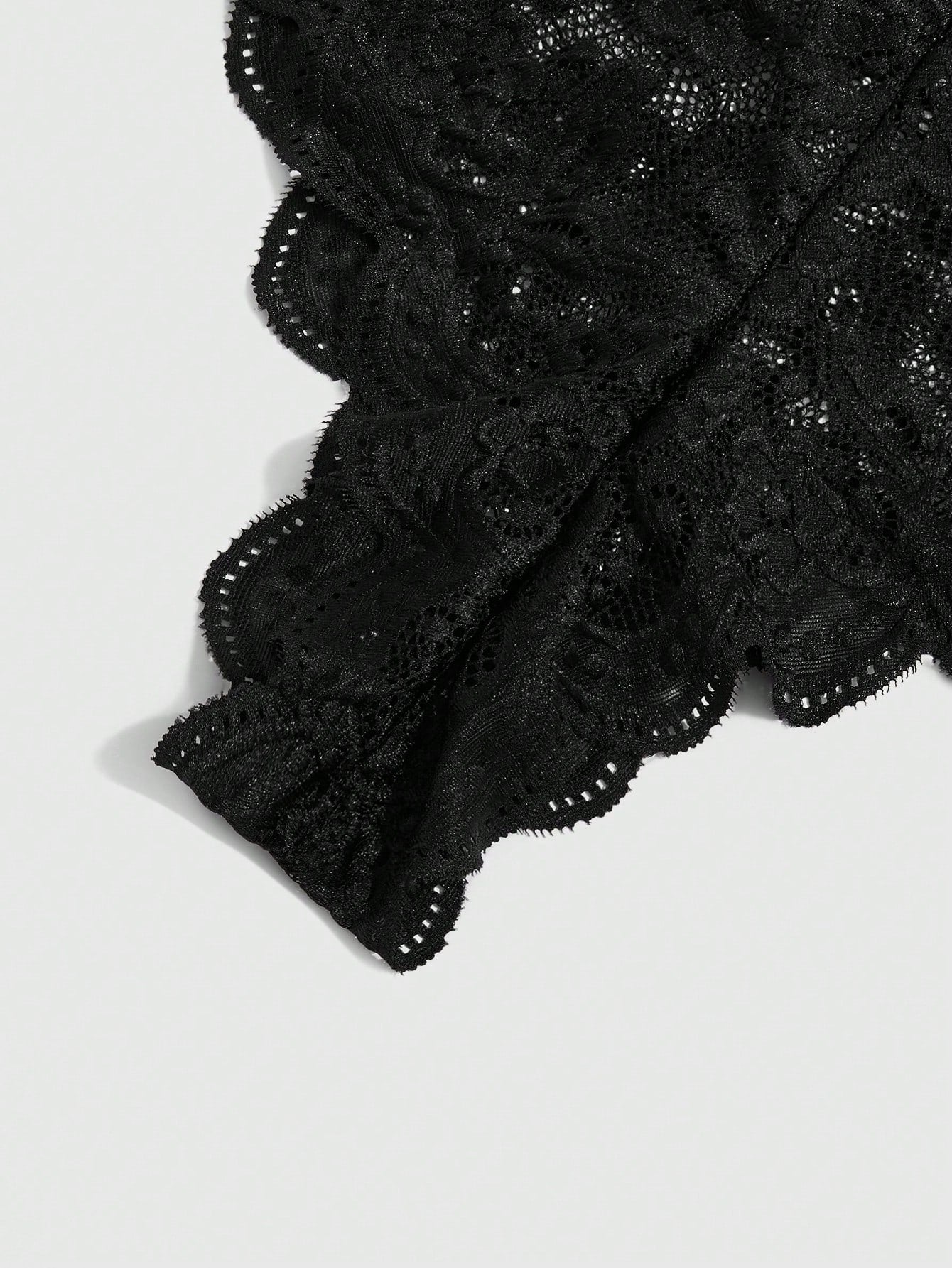 Scallop Floral Lace Teddy Bodysuit - Negative Apparel