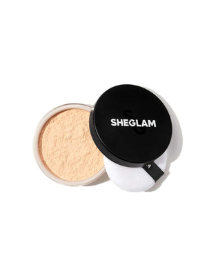 SHEGLAM Baked Glow Setting Powder-Cappuccino  Oil Control Loose Setting Powder Translucent Pore-less Flawless Smooths Fine Lines Glowy Powder Black Friday Winter Powder - Negative Apparel