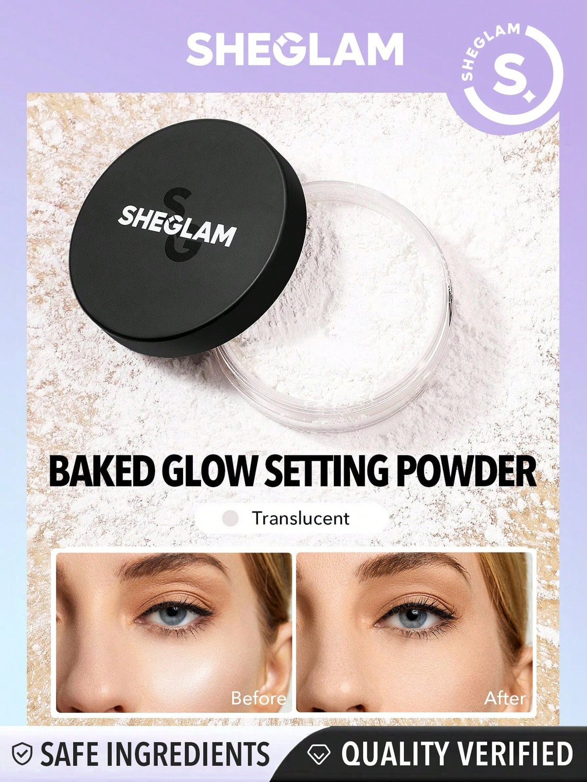 SHEGLAM Baked Glow Setting Powder-Translucent Oil Control Loose Setting ...