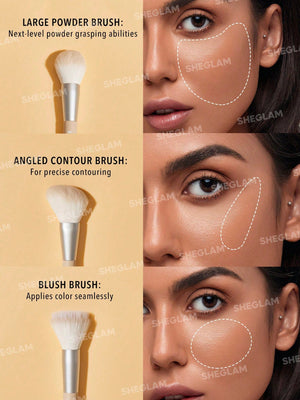 SHEGLAM Glam 101 Face Essentials Brush Set With Bag - Negative Apparel