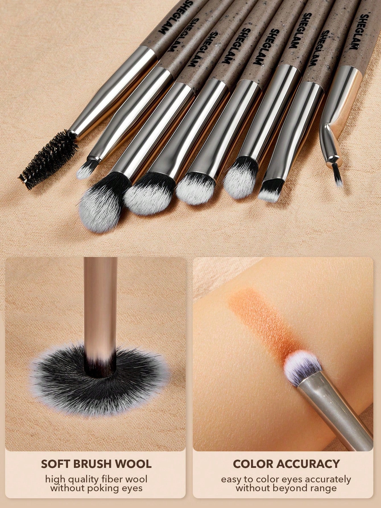 SHEGLAM Glam Fam Brush Set 8 Pcs Makeup Brush Kit Set - Negative Apparel