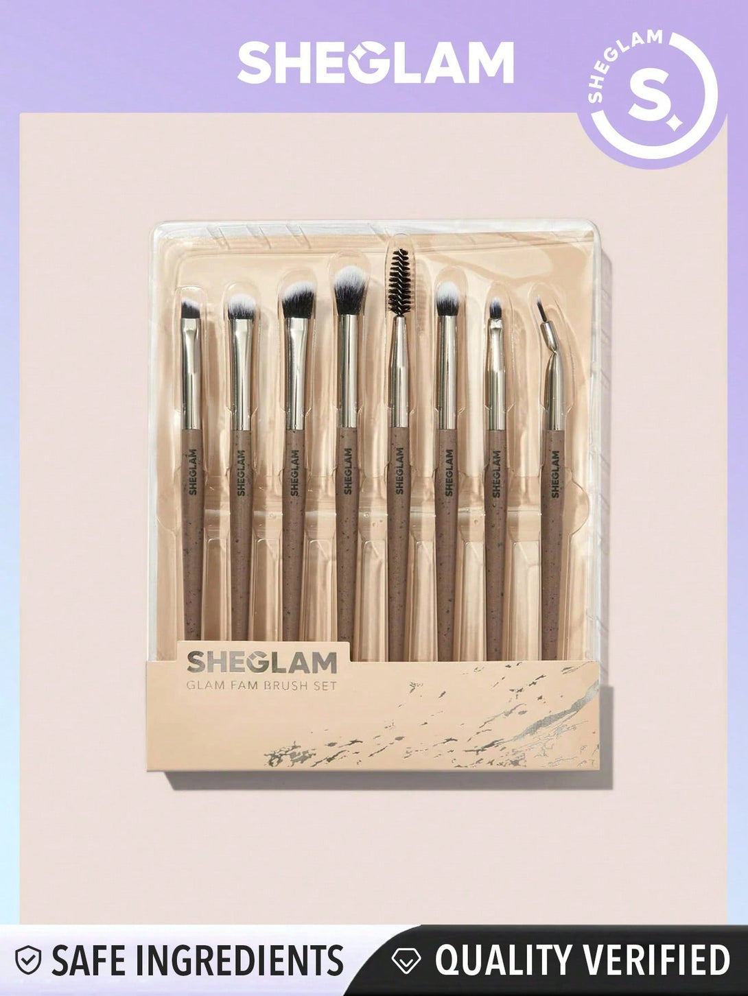 SHEGLAM Glam Fam Brush Set 8 Pcs Makeup Brush Kit Set - Negative Apparel