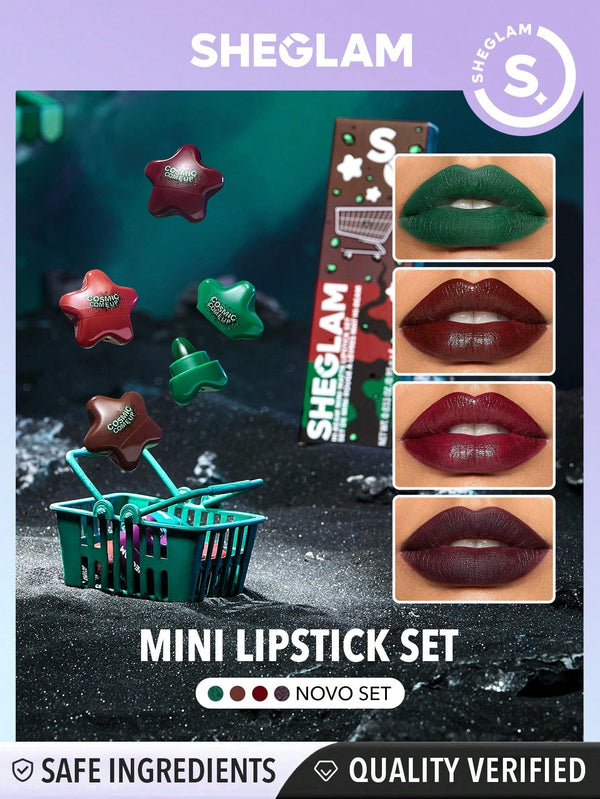SHEGLAM Hi-Beam Mini Lipstick Set-Novo Set 4 In 1 Matte And Hydrating Bold Lipstick - Negative Apparel