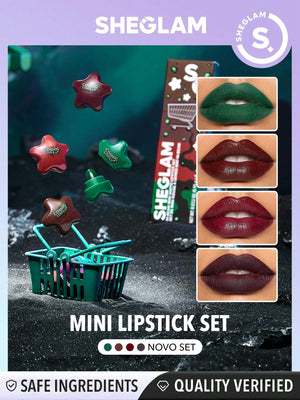 SHEGLAM Hi-Beam Mini Lipstick Set-Novo Set 4 In 1 Matte And Hydrating Bold Lipstick - Negative Apparel