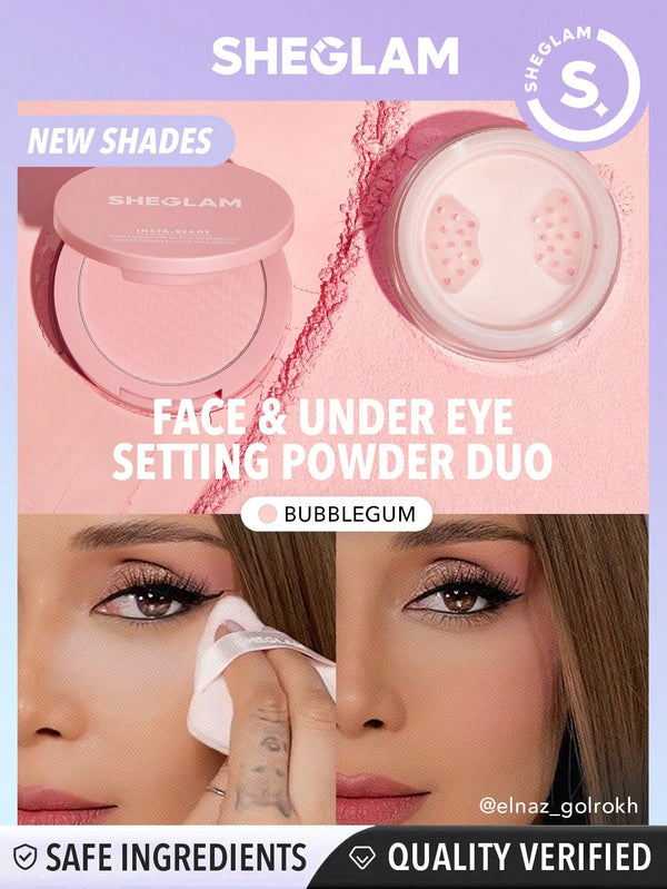 SHEGLAM Insta-Ready Face & Under Eye Setting Powder Duo-Bubblegum 2 In 1 - Negative Apparel