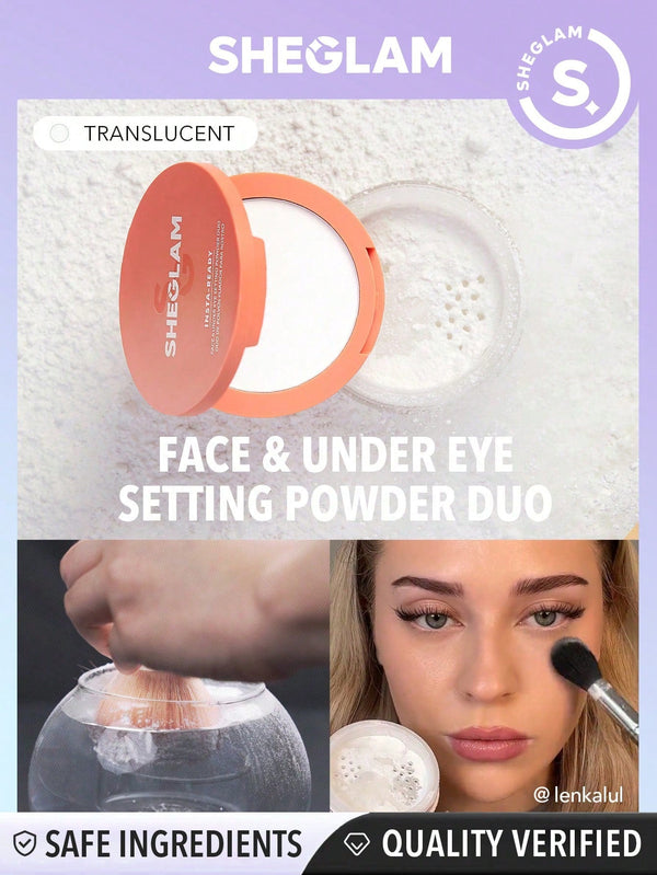 SHEGLAM Insta-Ready Face & Under Eye Setting Powder Duo - Transculent - Negative Apparel
