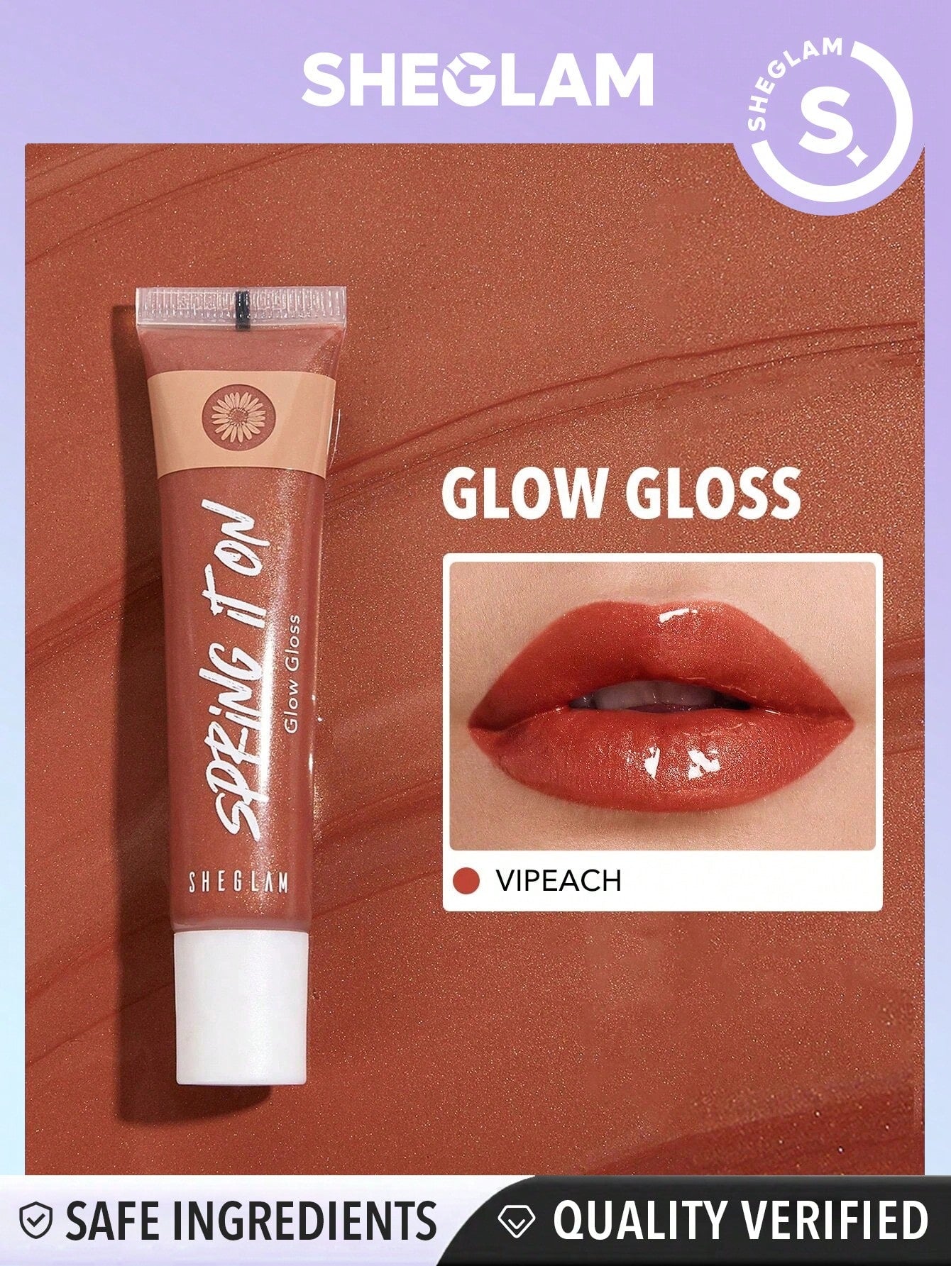 SHEGLAM Power Bouquet Lip Gloss -Power Petals  Shiny Tinted Moisturizing Lip Gloss Plumping Non-Sticky Lip Oil Repairing Cherry Blossom Extract Lip Care - Negative Apparel