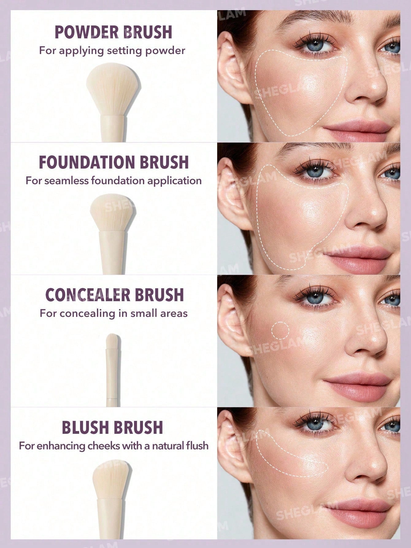 SHEGLAM Pro Core Brush Kit 8 Pcs/Set Professional Makeup Brushes Set - Negative Apparel