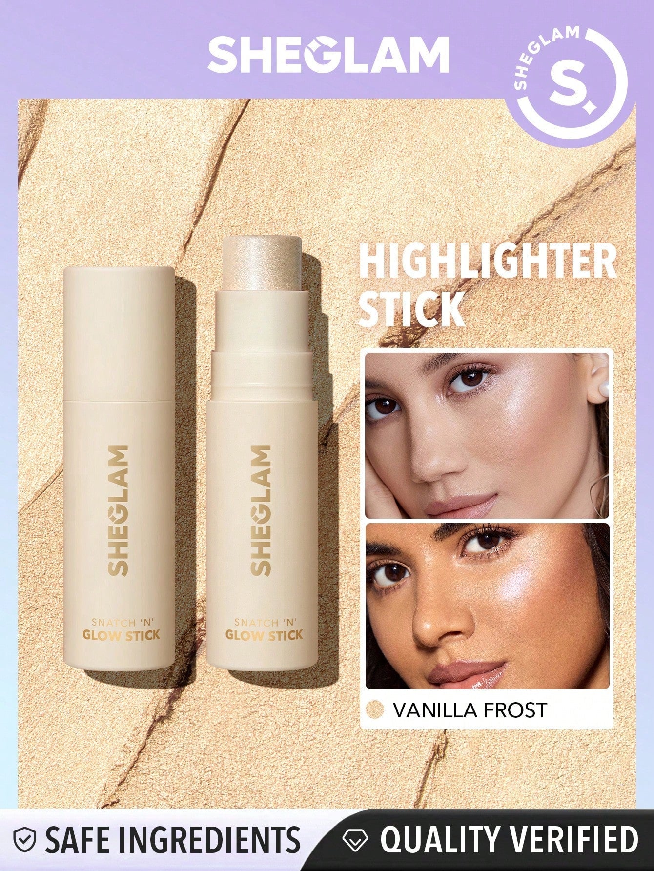 SHEGLAM Snatch 'n' Glow Stick-Vanilla Frost Cream Highlighter Makeup Stick - Negative Apparel