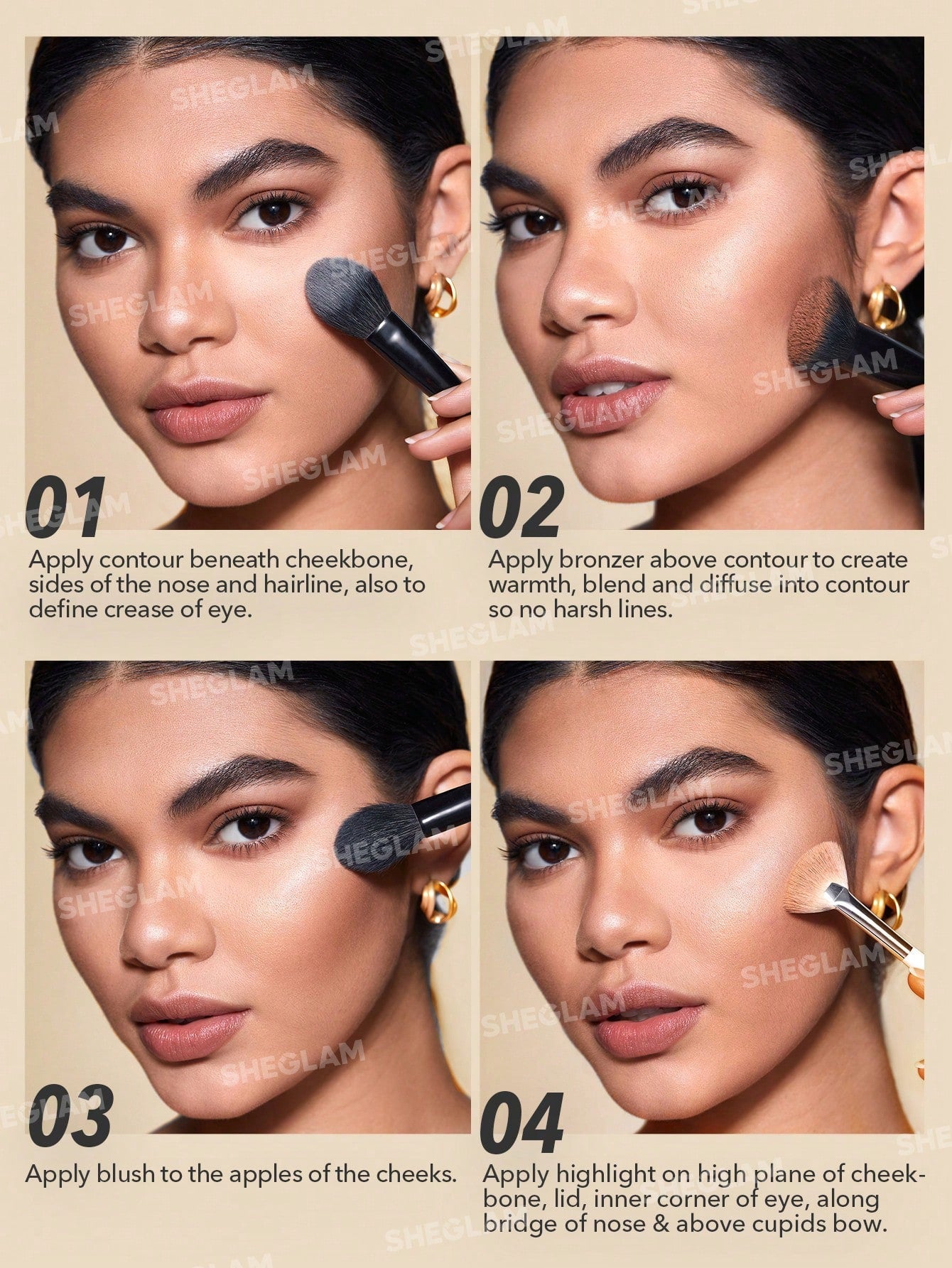 SHEGLAM STEREO FACE Six-NUDE 6-Color Powder Contour Palette - Negative Apparel