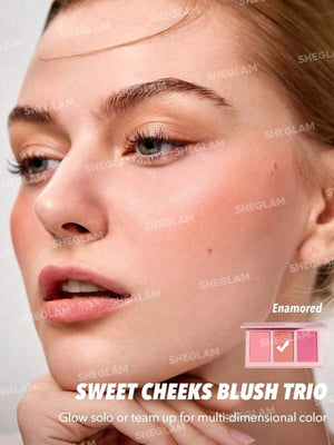 SHEGLAM Sweet Cheeks Blush Trio-Enamored 3-Clolor Powder Blush Palette - Negative Apparel