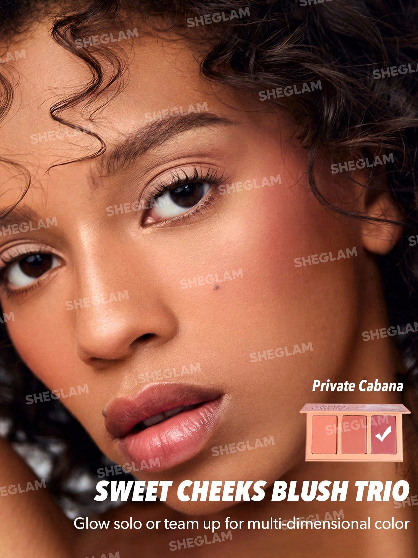 SHEGLAM Sweet Cheeks Blush Trio-Enamored 3-Clolor Powder Blush Palette - Negative Apparel