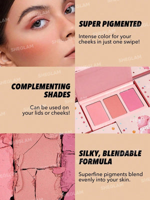 SHEGLAM Sweet Cheeks Blush Trio-Enamored 3-Clolor Powder Blush Palette - Negative Apparel