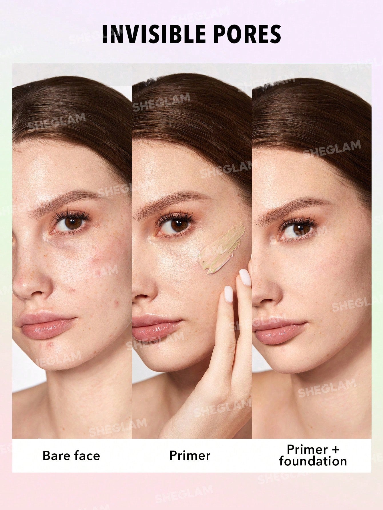 SHEGLAM Triple Threat Correcting Primer 3 In 1 Color Pore Minimizing Facial Makeup Primer Smooth Fine Lines Color Correcting Face Primer - Negative Apparel