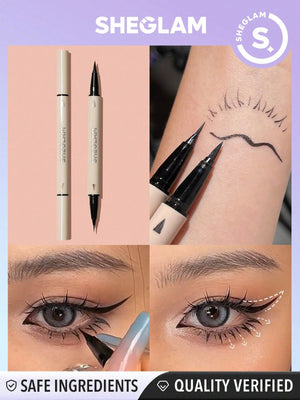 SHEGLAM Wing It Waterproof Liner Duo - Black 2 In 1 Waterproof Liquid Eyeliner - Negative Apparel