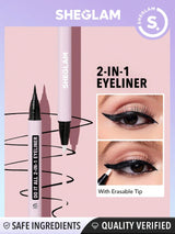 SHEGLAM Wing It Waterproof Liner Duo - Black 2 In 1 Waterproof Liquid Eyeliner - Negative Apparel