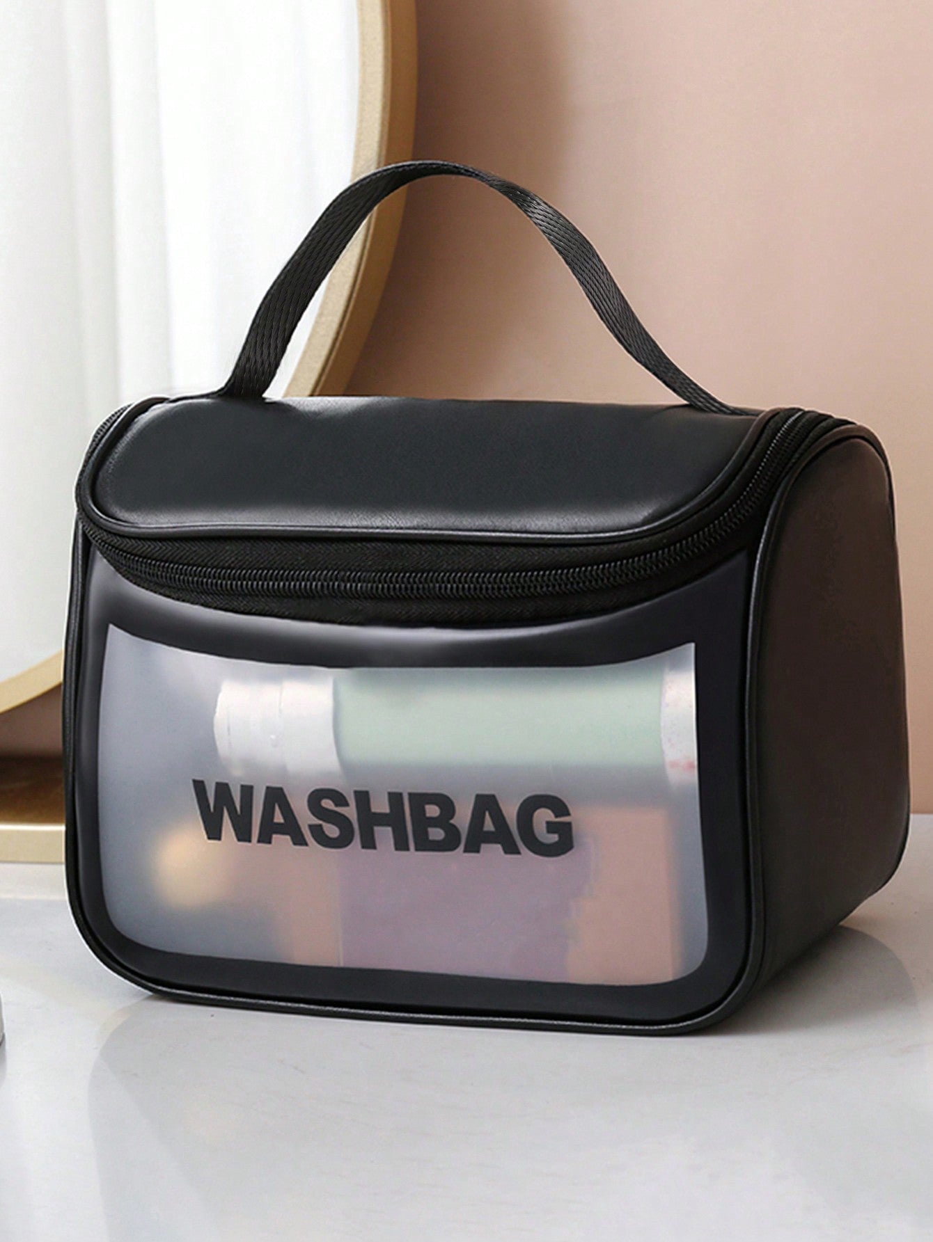 SHEIN 1pc Letter Graphic Clear Makeup Bag - Negative Apparel