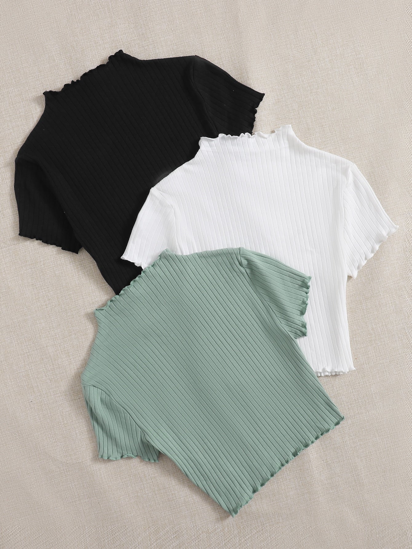 SHEIN 4pcs Solid Ribbed Knit Top