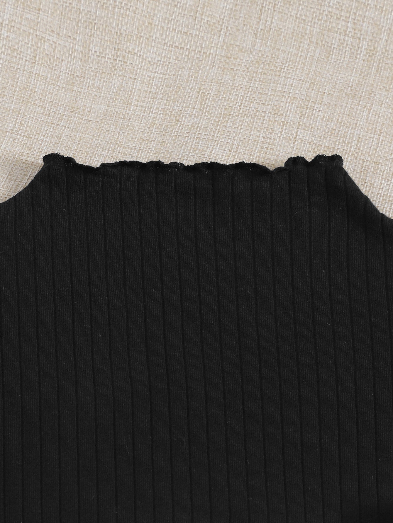 SHEIN 3pcs Solid Rib-knit Frill Tee - Negative Apparel