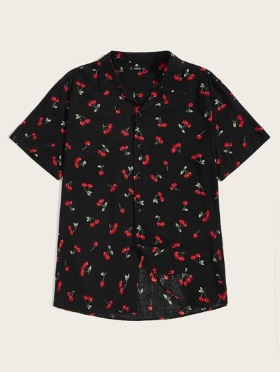 SHEIN Allover Cherry Print Shirt - Negative Apparel
