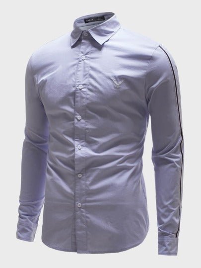 SHEIN Antler Embroidery Side Stripe Shirt - Negative Apparel