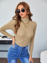 SHEIN BIZwear Turtleneck Ribbed Knit Sweater Workwear - Negative Apparel