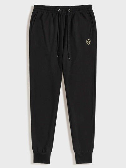 SHEIN Black Drawstring Decor Solid Sweatpant - Negative Apparel
