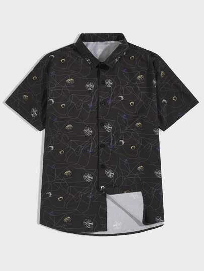 SHEIN Black Floral Print Casual Shirt - Negative Apparel