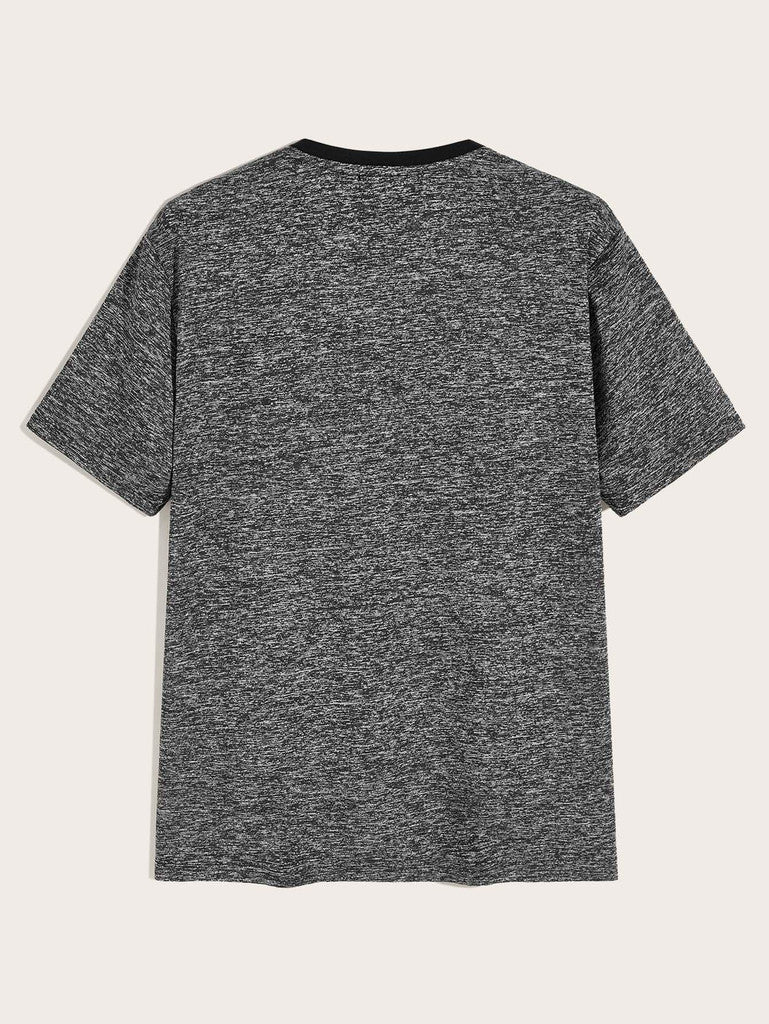 SHEIN Black Patched Pocket Grey Tee - Negative Apparel