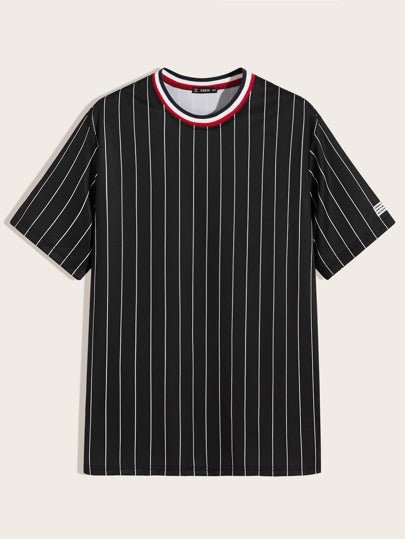 SHEIN Black Striped Tee - Negative Apparel