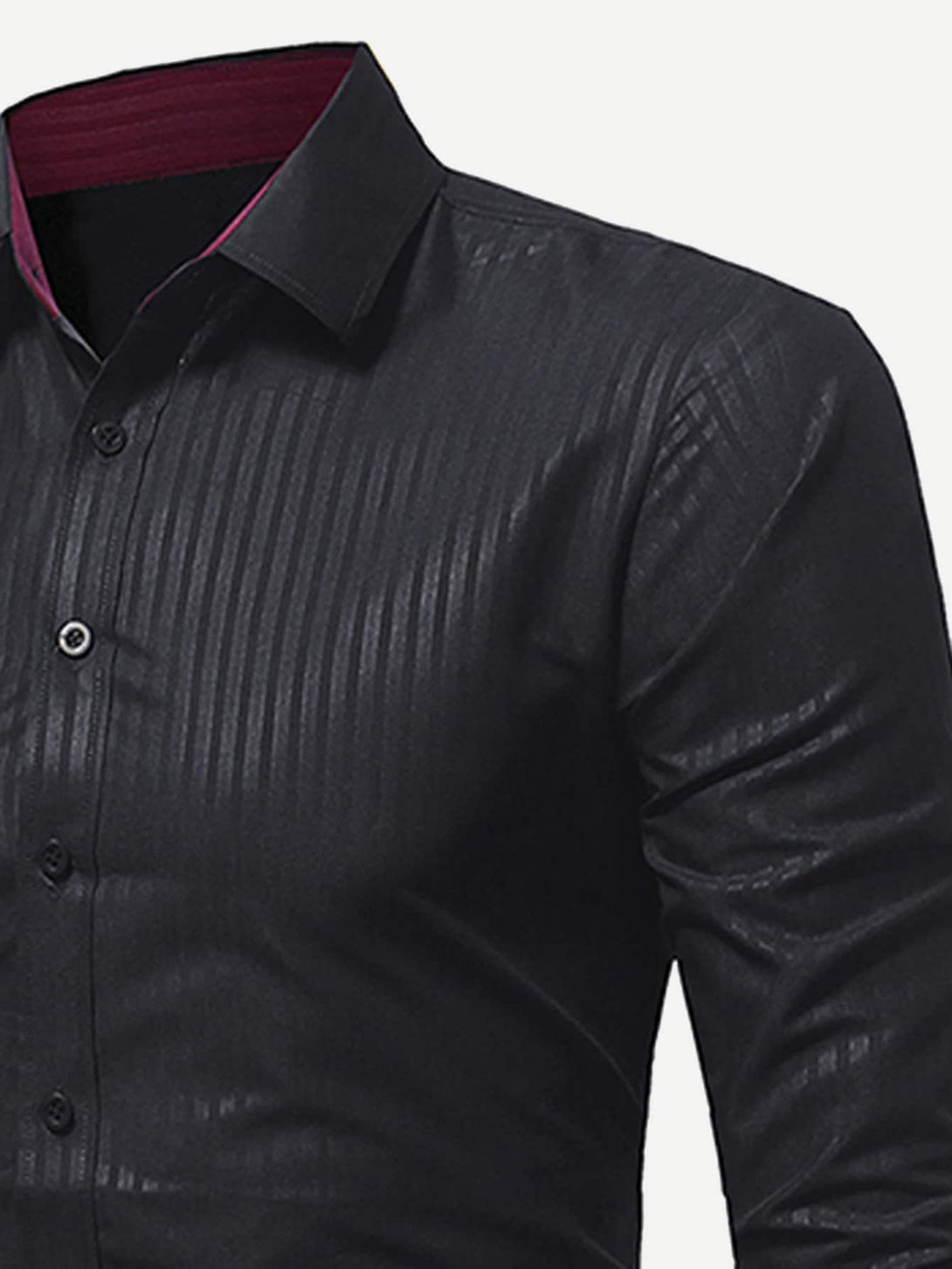 SHEIN Black Trim Striped High End Semi Formal Shirt - Negative Apparel