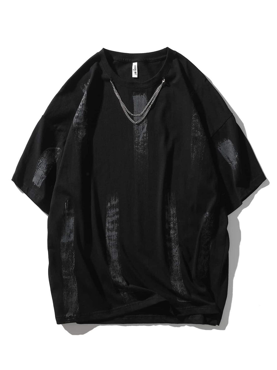 SHEIN Brush Print with Chain Detail Tee - Negative Apparel