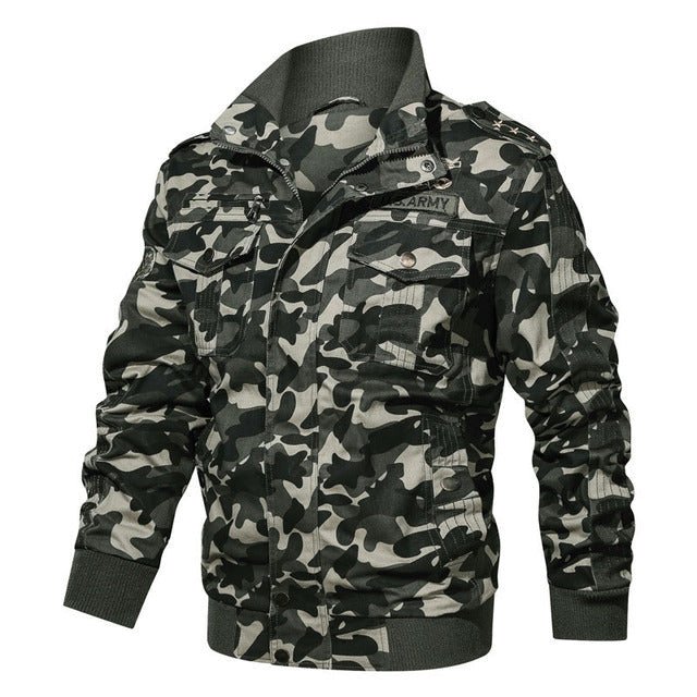 SHEIN Camouflage Bomber Tactical Jacket - Negative Apparel