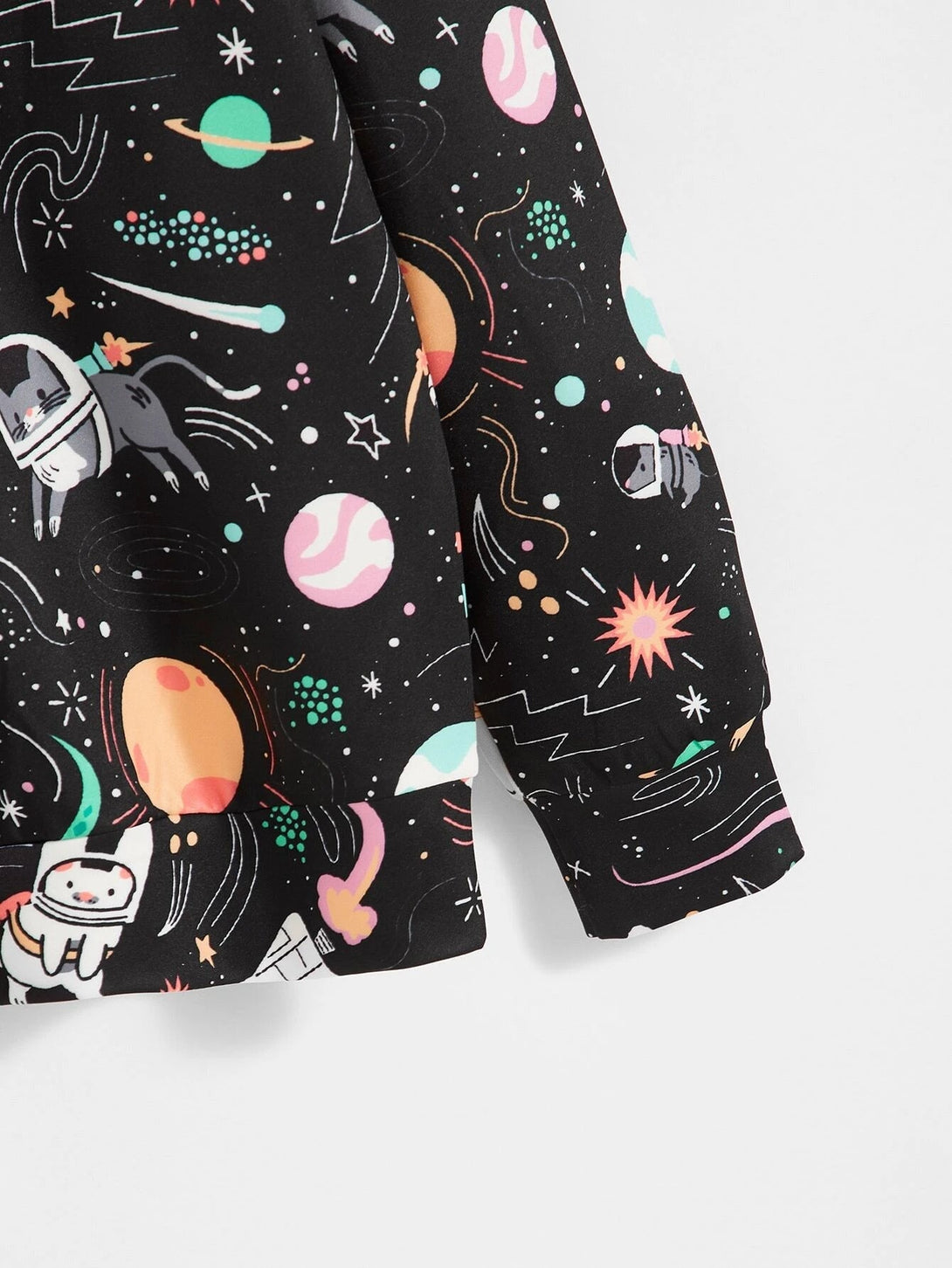 SHEIN Cartoon & Galaxy Print Sweatshirt - Negative Apparel