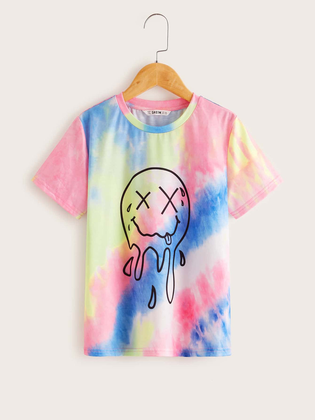 SHEIN Cartoon Graphic Tie Dye Tee - Negative Apparel