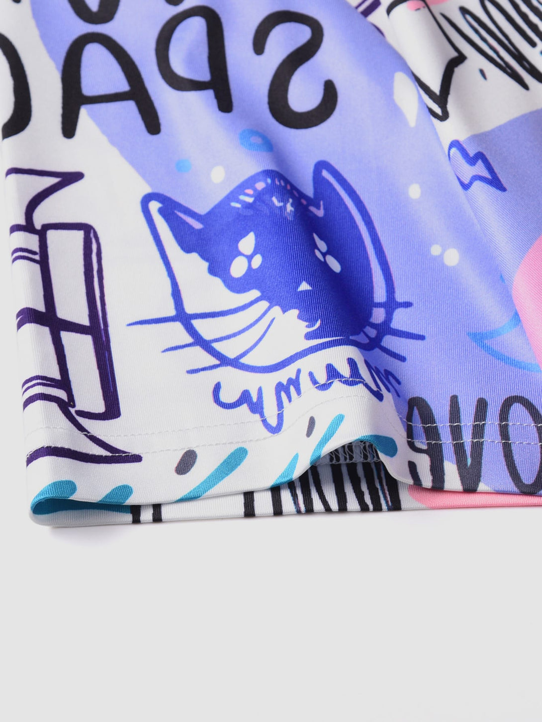 SHEIN Cartoon & Slogan Graphic Round Neck Tee - Negative Apparel