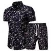 SHEIN Chain Print Button Up Shirt & Short Outfits - Negative Apparel