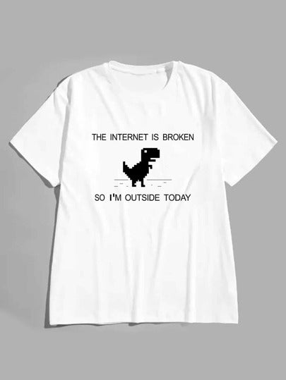 SHEIN Chrome Dragon Slogan Printed Tee - Negative Apparel