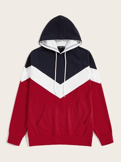 SHEIN Color Block Drawstring Hoody - Negative Apparel