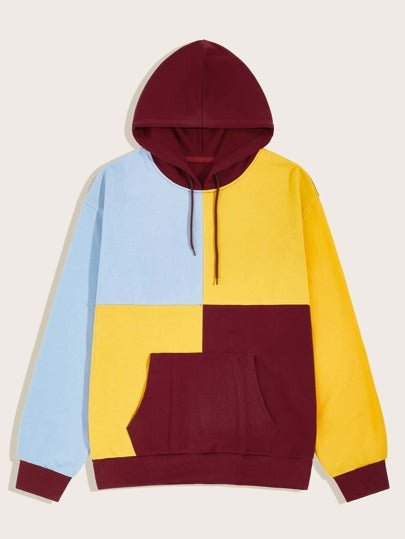 SHEIN Color Block Drawstring Hoody - Negative Apparel