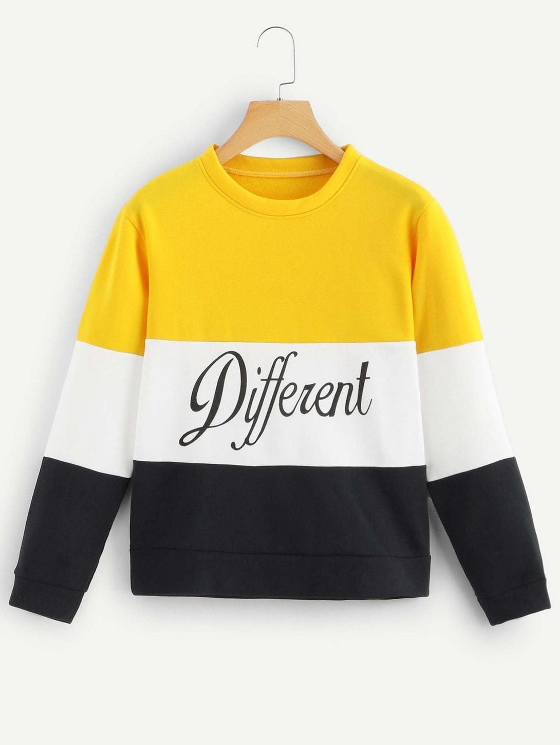 SHEIN Color Block Letter Graphic Sweatshirt - Negative Apparel