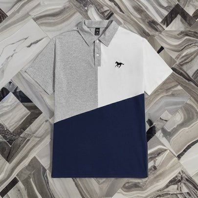SHEIN Color Block Polo Shirt - Negative Apparel