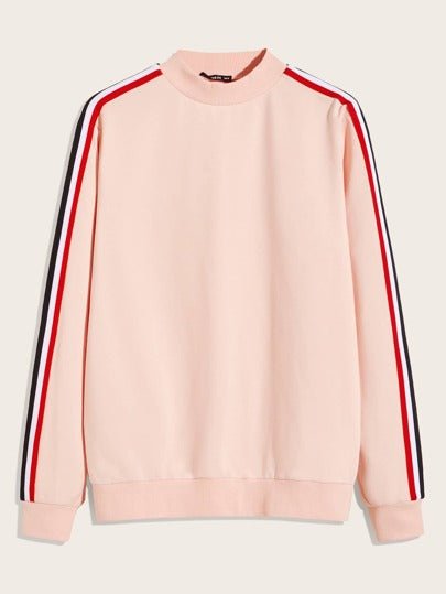 SHEIN Contrast Strips Pink Sweatshirt - Negative Apparel