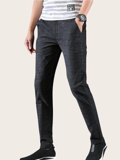 SHEIN Dark Grey Paid Patten Suit Pant - Negative Apparel