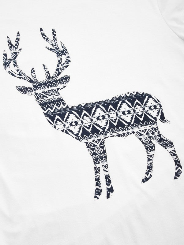 SHEIN Deer Print Tee and Tribal Pants PJ Set - Negative Apparel