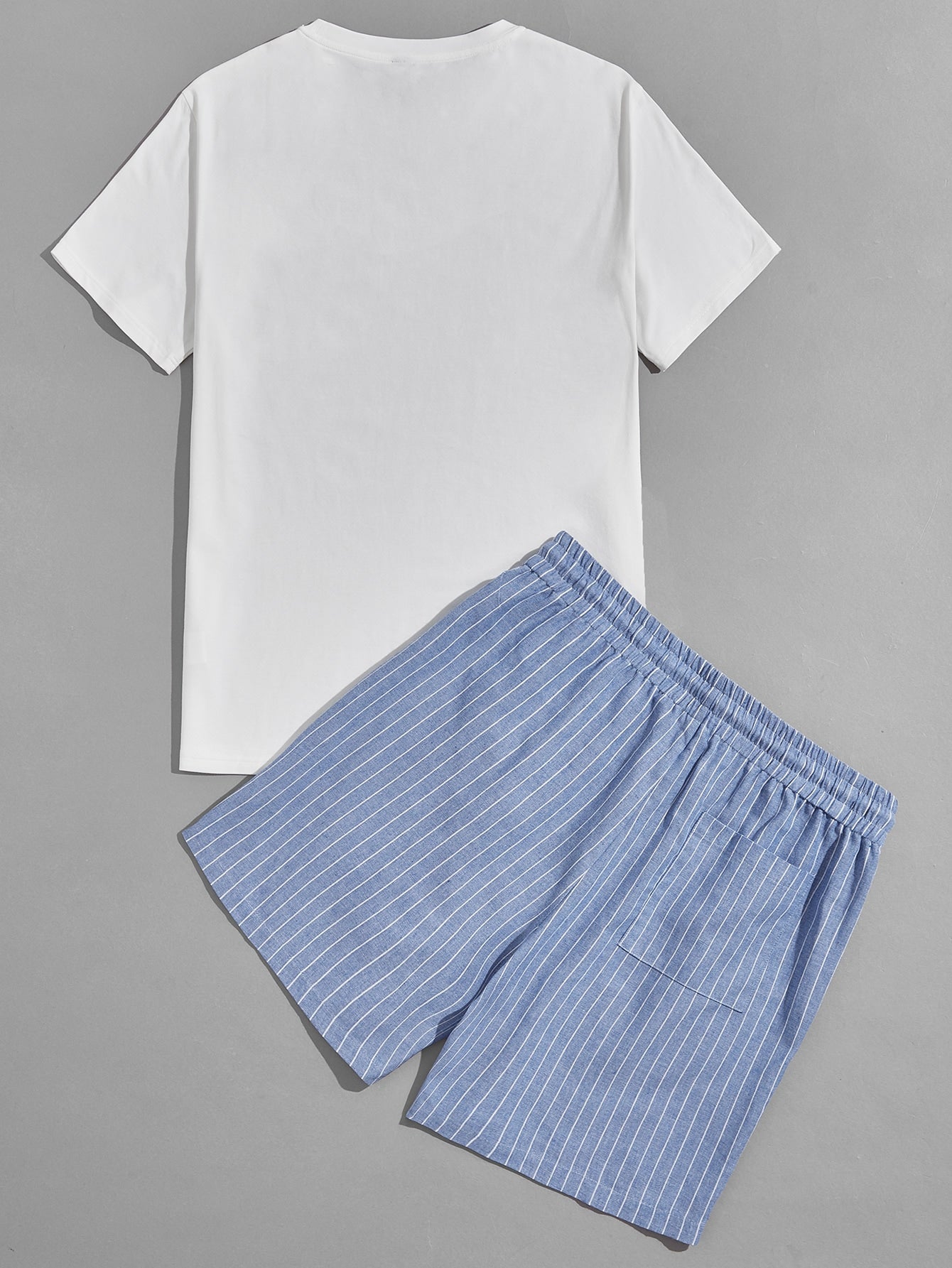 SHEIN Deer Print Top & Striped Shorts Set - Negative Apparel